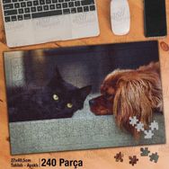 Asil Hobi Kedi Ve Köpek Dostluğu-Evcil-Hayvan Yapboz-Ayak Destekli Çerçeveli 240 Parça Puzzle
