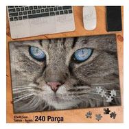 Asil Hobi Keskin Bakışlı Mavi Gözlü Kedi-Hayvan Yapboz-Ayak Destekli Çerçeveli 240 Parça Puzzle