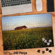 Asil Hobi Kır Çiçekleri-Ahşap Ev-Manzara-Doğa Yapboz-Ayak Destekli Çerçeveli 240 Parça Puzzle