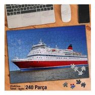 Asil Hobi Kırmızı Beyaz Gemi-Deniz-Gökyüzü Yapboz-Ayak Destekli Çerçeveli 240 Parça Puzzle