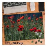 Asil Hobi Kırmızı Gelincik-Çiçek-Kır-Peyzaj Yapboz-Ayak Destekli Çerçeveli 240 Parça Puzzle