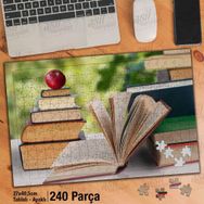 Asil Hobi Kitaplar-Sayfalar-Kırmızı Elma-Bilgin Yapboz-Ayak Destekli Çerçeveli 240 Parça Puzzle