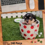 Asil Hobi Köpek Yavrusu-Fincan-Bahçe-Doğa Yapboz-Ayak Destekli Çerçeveli 240 Parça Puzzle