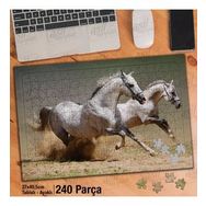 Asil Hobi Koşan Beyaz Atlar-Vahşi Yaşam-Hayvan Yapboz-Ayak Destekli Çerçeveli 240 Parça Puzzle