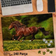 Asil Hobi Koşan Kahverengi At-Sarı Çiçekler Yapboz-Ayak Destekli Çerçeveli 240 Parça Puzzle