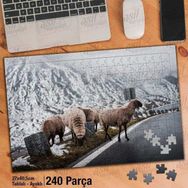 Asil Hobi Koyun-Kuzu-Yol-Karlı Dağ-Manzara Yapboz-Ayak Destekli Çerçeveli 240 Parça Puzzle