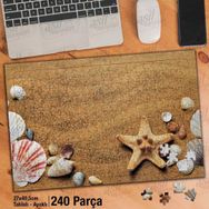 Asil Hobi Kum Üzerinde Deniz Yıldızı-Deniz Kabukları Yapboz-Ayak Destekli Çerçeveli 240 Parça Puzzle