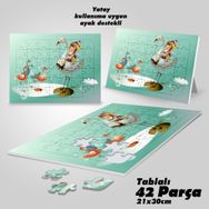 Asil Hobi Masal Diyarı-Peri-Kaz-Çocuk Yapboz-Ayak Destekli Çerçeveli 42 Parça Puzzle