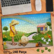 Asil Hobi Masal Ev-Gökkuşağı-Doğa-Manzara-Çocuk Yapboz-Ayak Destekli Çerçeveli 240 Parça Puzzle