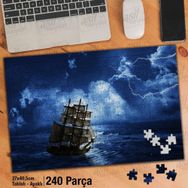 Asil Hobi Mavi Bulutlar-Şimşek-Deniz-Gemi Yapboz-Ayak Destekli Çerçeveli 240 Parça Puzzle
