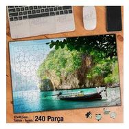 Asil Hobi Mavi Deniz-Sandal-Tekne-Ağaçlar-Doğa Yapboz-Ayak Destekli Çerçeveli 240 Parça Puzzle