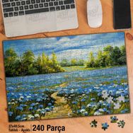 Asil Hobi Mavi Gelincik Çiçeği-Yağlıboya Efekti Yapboz-Ayak Destekli Çerçeveli 240 Parça Puzzle