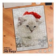 Asil Hobi Mavi Gözlü Sevimli Kedi-Hayvan-Doğa Yapboz-Ayak Destekli Çerçeveli 240 Parça Puzzle