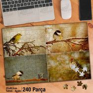 Asil Hobi Mevsim Geçişleri-Kolaj-Kuş Yapboz-Ayak Destekli Çerçeveli 240 Parça Puzzle