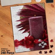 Asil Hobi Mor Mum-Gül Yaprakları-Su-Yansıma Yapboz-Ayak Destekli Çerçeveli 240 Parça Puzzle
