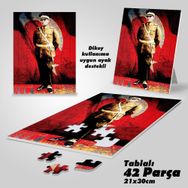 Asil Hobi Mustafa Kemal Atatürk-Üniforma-Yapboz-Ayak Destekli Çerçeveli 42 Parça Puzzle