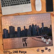 Asil Hobi New York City-Kızıl Gökyüzü-Binalar Yapboz-Ayak Destekli Çerçeveli 240 Parça Puzzle