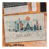 Asil Hobi New York-Vektörel Çizim Yapboz-Ayak Destekli Çerçeveli 240 Parça Puzzle