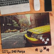 Asil Hobi Newyork Sokakları-Sarı Araba-Retro Yapboz-Ayak Destekli Çerçeveli 240 Parça Puzzle