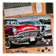 Asil Hobi Nostalji-Eskitme Kırmızı Araba Yapboz-Ayak Destekli Çerçeveli 240 Parça Puzzle