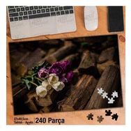 Asil Hobi Odun Parçalarının Üzerinde Çiçekler Yapboz-Ayak Destekli Çerçeveli 240 Parça Puzzle