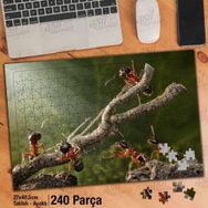 Asil Hobi Odun Parçası Üzerinde Çalışkan Karıncalar Yapboz-Ayak Destekli Çerçeveli 240 Parça Puzzle