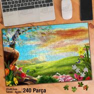 Asil Hobi Ova-Ağaç-Çiçekler-Doğa-Manzara Yapboz-Ayak Destekli Çerçeveli 240 Parça Puzzle