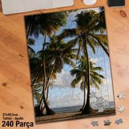 Asil Hobi Palmiye Ağaçları-Gökyüzü-Deniz-Manzara Yapboz-Ayak Destekli Çerçeveli 240 Parça Puzzle