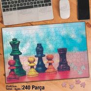 Asil Hobi Piyon-Şah-Mat-Satranç Figürleri Yapboz-Ayak Destekli Çerçeveli 240 Parça Puzzle