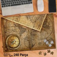 Asil Hobi Pusula-Dünya Haritası-Gezi-Rehber Yapboz-Ayak Destekli Çerçeveli 240 Parça Puzzle