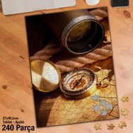Asil Hobi Pusula-Dürbün-Harita-Halat-Gemici Yapboz-Ayak Destekli Çerçeveli 240 Parça Puzzle
