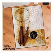 Asil Hobi Pusula-Eski Dokulu Kağıt-Büyüteç-Pusula Yapboz-Ayak Destekli Çerçeveli 240 Parça Puzzle