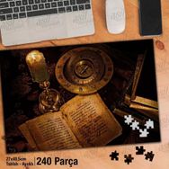 Asil Hobi Pusula-Mum-Kitap-Retro-Nostalji Yapboz-Ayak Destekli Çerçeveli 240 Parça Puzzle