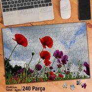 Asil Hobi Rengarenk Çiçekler-Kır-Manzara-Doğa Yapboz-Ayak Destekli Çerçeveli 240 Parça Puzzle