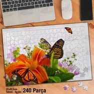 Asil Hobi Rengarenk Çiçeklerin Üstünde Kelebekler Yapboz-Ayak Destekli Çerçeveli 240 Parça Puzzle