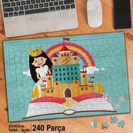 Asil Hobi Rengarenk Gökkuşağı-Şato-Prenses Yapboz-Ayak Destekli Çerçeveli 240 Parça Puzzle