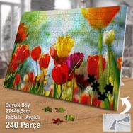 Asil Hobi Rengarenk Laleler-Çiçek-Bitki Yapboz-Ayak Destekli Çerçeveli 240 Parça Puzzle