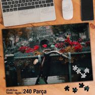 Asil Hobi Renkli Çiçekler-Köprü-Eskimiş Bisiklet Yapboz-Ayak Destekli Çerçeveli 240 Parça Puzzle