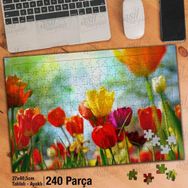 Asil Hobi Renkli Laleler-Doğa-Çiçek Yapboz-Ayak Destekli Çerçeveli 240 Parça Puzzle