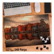 Asil Hobi Renkli Sıra Evler-Deniz-Yansıma-Mimari Yapboz-Ayak Destekli Çerçeveli 240 Parça Puzzle