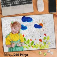 Asil Hobi Resim Yapan Küçük Kız Çocuğu-Renkler Yapboz-Ayak Destekli Çerçeveli 240 Parça Puzzle