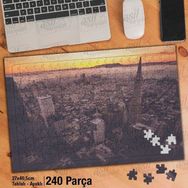Asil Hobi Retro Görüntülü Şehir-Yüksek Binalar Yapboz-Ayak Destekli Çerçeveli 240 Parça Puzzle