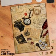 Asil Hobi Saat-Anahtar-Mektuplar-Nostalji Yapboz-Ayak Destekli Çerçeveli 240 Parça Puzzle