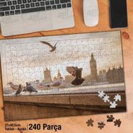 Asil Hobi Saat Kulesi-Martı-Kuş-Doğa-Hayvan Yapboz-Ayak Destekli Çerçeveli 240 Parça Puzzle