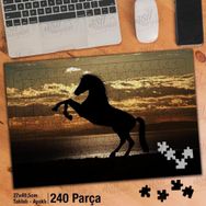 Asil Hobi Şahlanan At-Silüet-Ters Işık-Hayvan Yapboz-Ayak Destekli Çerçeveli 240 Parça Puzzle