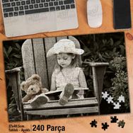Asil Hobi Sandelye-Oyuncak Ayı-Kitap Okuyan Kız Yapboz-Ayak Destekli Çerçeveli 240 Parça Puzzle