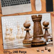 Asil Hobi Santraç-Piyon-Kale-Şah Mat-Oyun Yapboz-Ayak Destekli Çerçeveli 240 Parça Puzzle