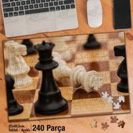 Asil Hobi Santranç-Oyun-Vezir-Piyon-Şah-Mat Yapboz-Ayak Destekli Çerçeveli 240 Parça Puzzle