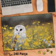 Asil Hobi Sarı Çiçekler-Baykuş-Yırtıcı Hayvan Yapboz-Ayak Destekli Çerçeveli 240 Parça Puzzle