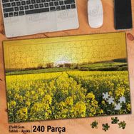 Asil Hobi Sarı Çiçekler-Tarla-Gün Batımı-Doğa Yapboz-Ayak Destekli Çerçeveli 240 Parça Puzzle